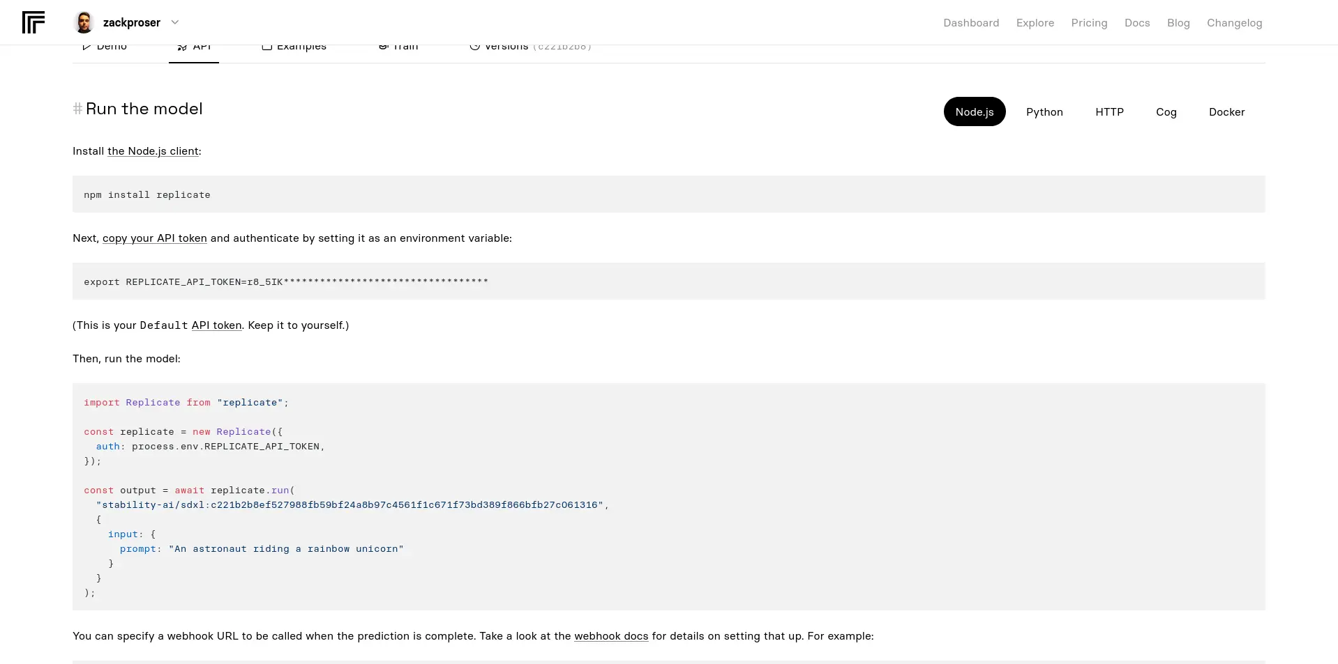 Replicate's REST API